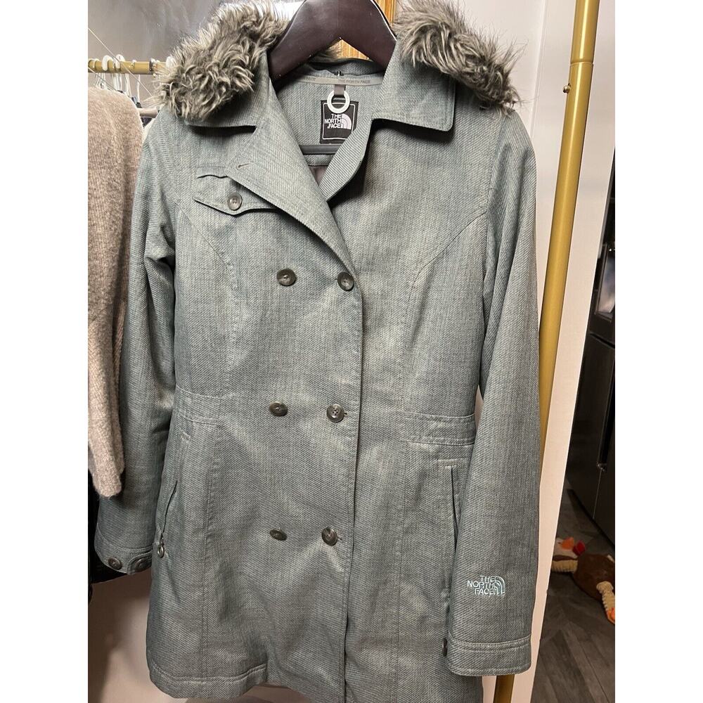 The North‎ face prima loft, double breast fur green, trenchcoat jacket, women